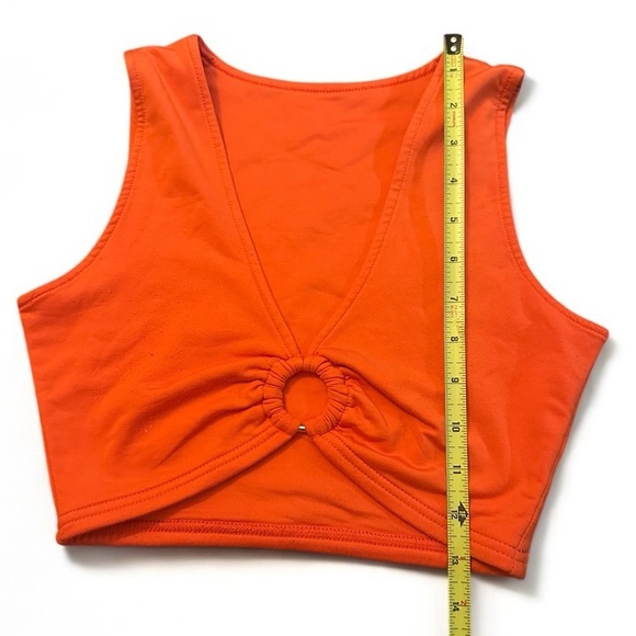 Women’s Orange Ring Gathered Crop Top V-Neck Sleeveless Small - Picture 9 of 9